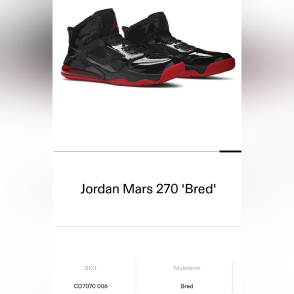 JORDAN MARS 270 'BRED'- SIZE 10- COLOR: BLK/ GYM RED - Picture 2 of 12